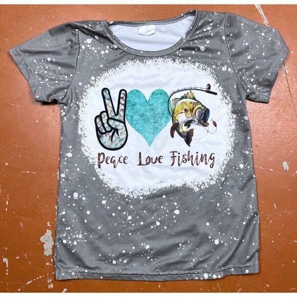 Peace Love Fishing 2pc Girls Outfit - Picture 2 of 4